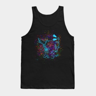 Hummingbird "Be Free" Doodle Art Tank Top